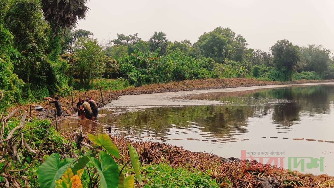 সাপাহারে বিচারাধীন দিঘিতে মাছ ধরার অভিযোগ