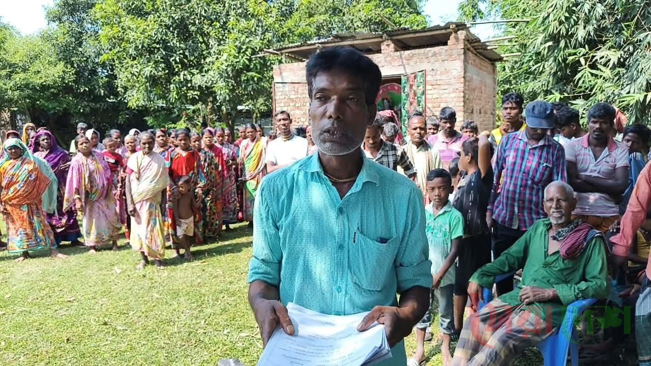 সাপাহারে মন্দিরের জমি নিয়ে বিরোধ,হুমকির অভিযোগ বাদীপক্ষের